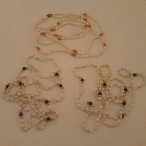Set of 3 xtra long strand of fresh water baby cultured pearls.